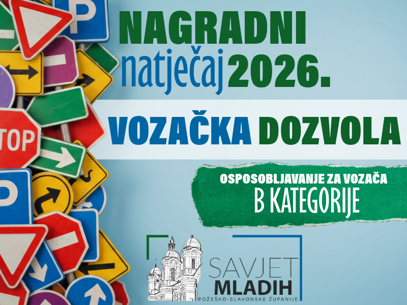 Županijski Savjet mladih ponovno nagrađuje besplatnim osposobljavanjem za vozača B kategorije